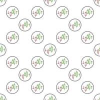 Cryptocurrency Trading Candlestick Chart with Arrows outline round seamless pattern vector