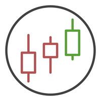 Cryptocurrency Candlestick Chart Investment and Trading thin line round icon or symbol vector