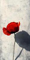 Ultra realistic red poppy flower against textured background photo