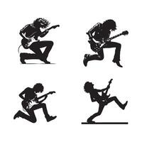 Silhouettes of a man playing guitar vector