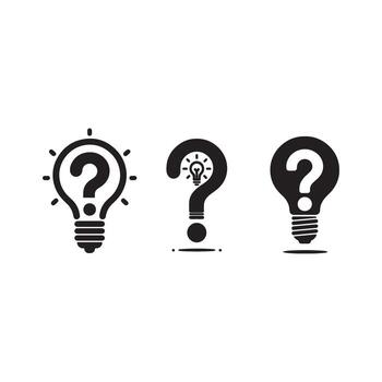 Three light bulbs with question marks on them vector