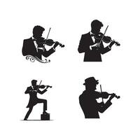 Silhouettes of a man playing the violin vector