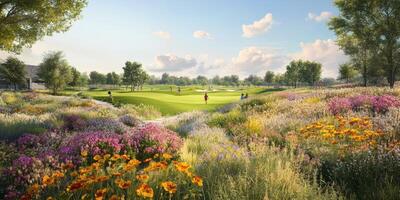 Vibrant pollinator garden in full bloom. A nature lover haven photo
