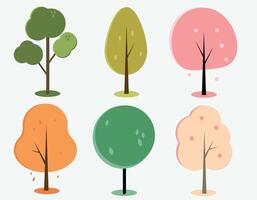 Tree Collection in Pastel Colors vector