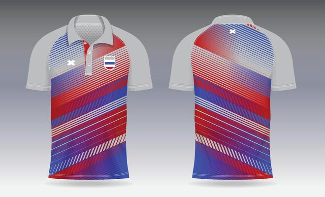 red blue abstract sports jersey template for team uniforms and Soccer shirt design