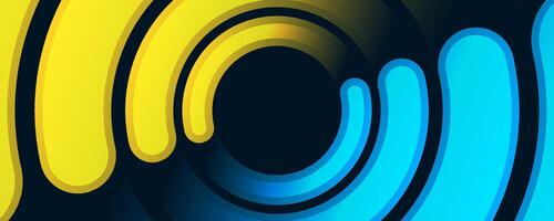 Blue yellow abstract background overlap layer on dark space with glowing circles effect decoration. Modern graphic design element rotation style concept for web banner, flyer, card, or brochure cover vector