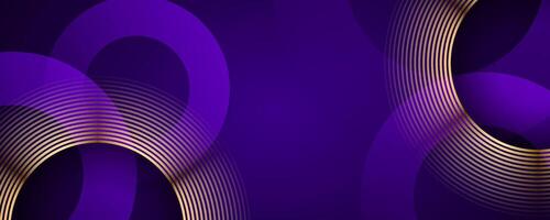 Luxurious dark purple abstract background featuring a glowing golden circle with sparkling highlights. Perfect for elegant designs, invitations, or premium branding vector