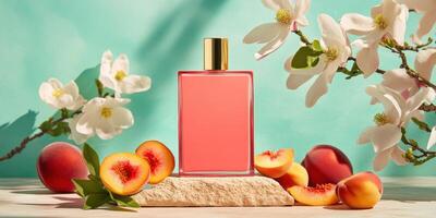 Elegant minimalist luxury with matte coral and floral accents photo