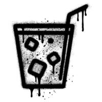 Cocktail with ice cubes played in graffiti style on a white background for printing and design. vector