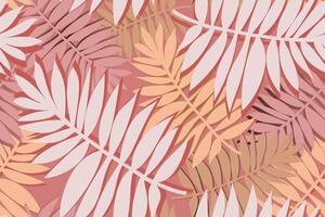 Seamless pattern with tropical palm on pink background. vector