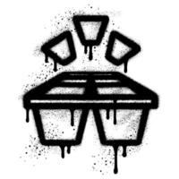 Sprayed ice cube graffiti with over spray in black over white for printing, backgrounds, posters, stickers. vector