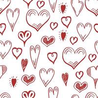 hand-drawn doodle seamless pattern with hearts EPS 10 vector