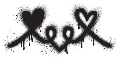 Spray graffiti swirl heart symbol isolated on White background. vector