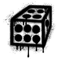 Dice graffiti with black spray paint on white background. vector