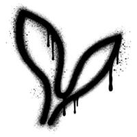 Leaf graffiti sprayed with black spray paint for environmental design concept. vector