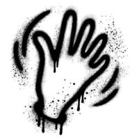 Graffiti waving hand sprayed with black paint isolated on white background. vector