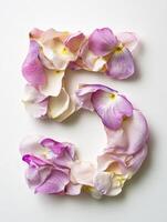 Spring floral design featuring number 5 with delicate petals for seasonal decor photo
