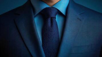 A man in a blue suit and tie photo