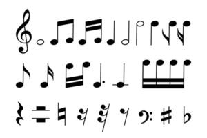 set of various music notes and symbols. Ideal for music education, poster design, sheet music, and learning materials vector