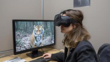 Virtual reality entertainment enhancing remote cabin living photo