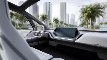 Autonomous vehicle dashboard with smart navigation display photo