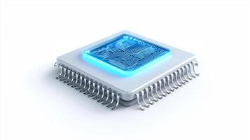 Next-generation CPU with distinctive blue lighting photo
