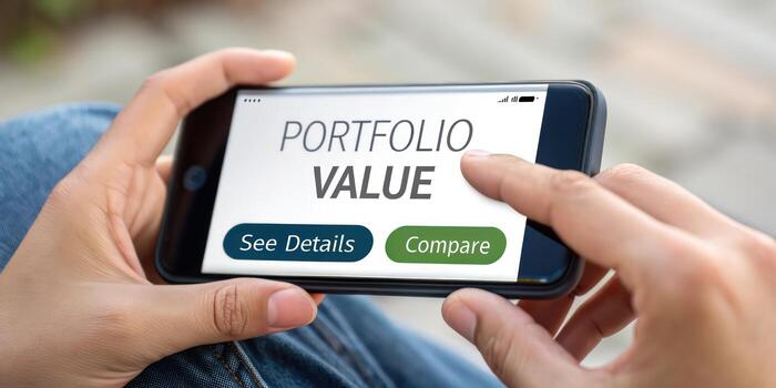 Portfolio value on mobile phone photo