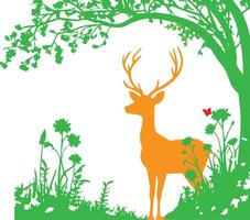 Deer Silhouette in Forest vector