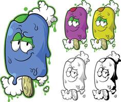 Cartoon ice cream illustration with different color options vector