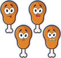 cartoon chicken wings with different expressions vector