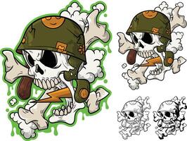 skull in a helmet and a skull with a knife vector