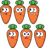 cartoon carrot with different expressions vector