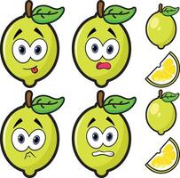a set of lemon faces with different expressions vector