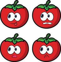 cartoon tomato with different expressions vector