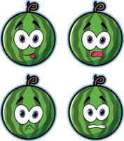 watermelon cartoon characters with different expressions vector