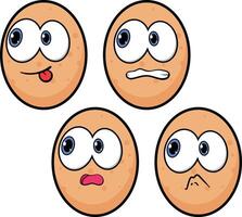 cartoon eggs with different expressions vector