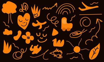 A set of elements for drawing doodles. A collection of abstract shapes. Individual icons vector