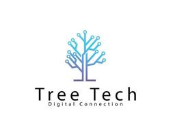 tree tech logo creative design concept smart digital connect network vector