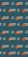 Vertical Minimalist abstract seamless pattern with hand drawn brush strokes geometric shapes terracotta elements on dark blue background modern textile wallpaper wrapping digital print home decor vector