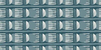 Seamless geometric pattern abstract modern design with textured semicircles lines shapes in blue white aesthetic background perfect for fabric wallpaper digital print contemporary decor horizontal vector