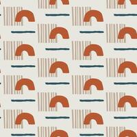 Seamless abstract geometric pattern with minimalist arches, horizontal and vertical lines in earthy tones on light background, modern boho digital design for textile, wallpaper, and home decor square vector
