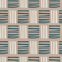 Seamless modern geometric pattern with irregular vertical and horizontal stripes in blue and white on beige background, minimalist abstract digital design for textile, wallpaper, and decor square vector