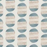 Modern abstract seamless pattern with geometric round shapes hand-drawn textures dots stripes in earthy colors. Stylish digital background for fabric wallpaper home decor contemporary style square vector