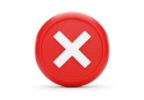 A red button with an x symbol on it. photo