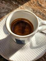 Cup of coffee isolated on the background top view. photo