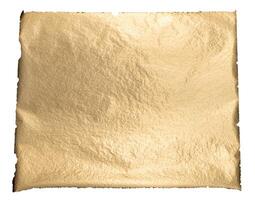 Gold foil with a metallic, crumpled texture creates a shiny, reflective surface. Torn edges and soft photo