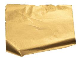 Gold metallic foil background with a crumpled, folded sheet. Shiny, reflective surface with a warm photo