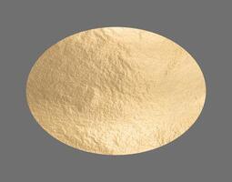 Golden elliptical shape with a smooth, metallic surface creates a sleek, modern design. Pearlescent photo