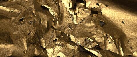 Golden metallic foil texture with torn, distressed, and crumpled edges. Shiny, rugged surface with a photo