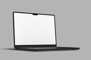 Laptop with blank screen on grey background photo